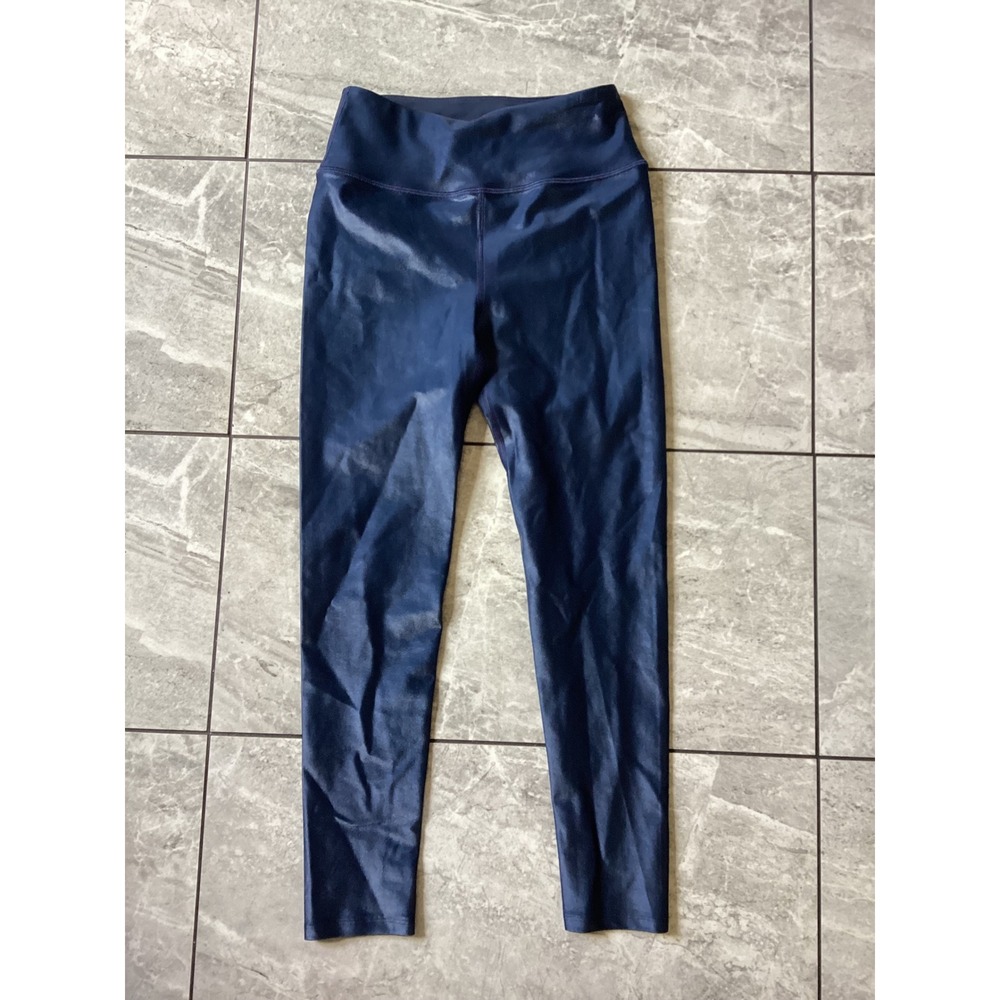 Noli Yoga NWOT Navy Blue Liquid High Rise Leggings Metallic Shiny Size S Small